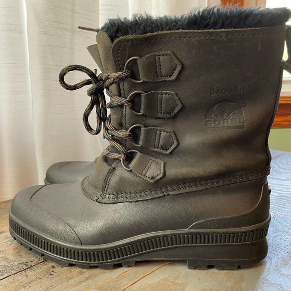 Vintage Sorel Badger black leather waterproof boots | size 10 - Picture 3 of 10
